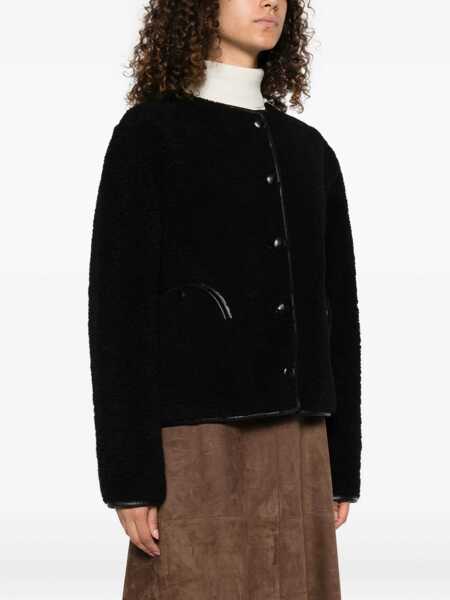 Geci BLAZ MILANO Tatoosh Brown Shearling Jacket With Two Front Welt Pockets In Fur Woman Black Femei (BM 18928977) 3