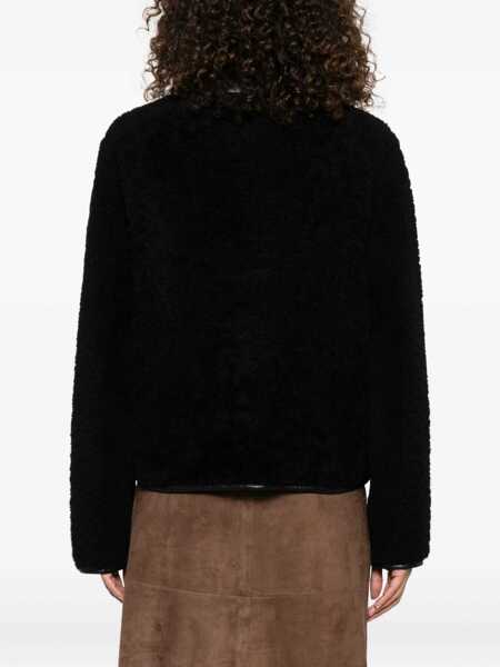 Geci BLAZ MILANO Tatoosh Brown Shearling Jacket With Two Front Welt Pockets In Fur Woman Black Femei (BM 18928977) 4