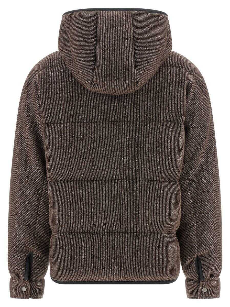 Geci de iarna Brunello Cucinelli Brunello Cucinelli Lame Wool Down Jacket BROWN Femei (BM 18929187) 2