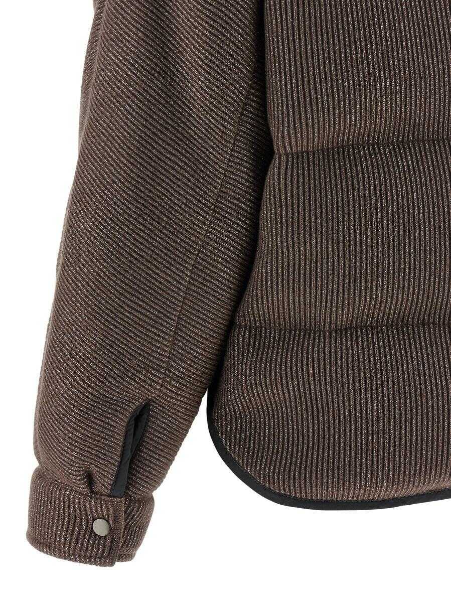 Geci de iarna Brunello Cucinelli Brunello Cucinelli Lame Wool Down Jacket BROWN Femei (BM 18929187) 4