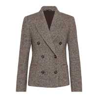 Geci Brunello Cucinelli Double-Breasted Silk Blend Blazer Femei