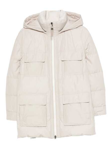 Geci Brunello Cucinelli Brunello Cucinelli Knitted Neck Down Jacket Beige Femei (BM 18929307) 1