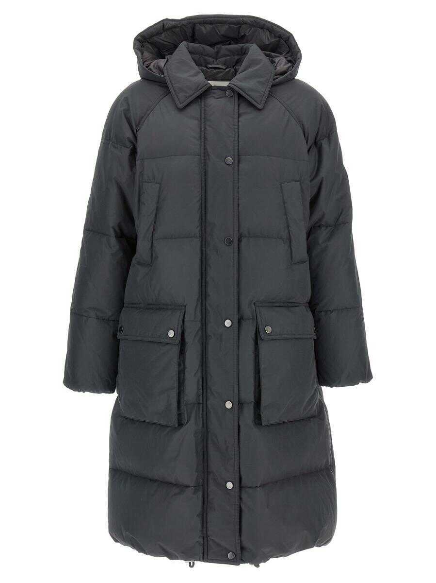 Geci Brunello Cucinelli Brunello Cucinelli Shiny Zipper Pull Down Jacket GRAY Femei (BM 18929316) 1