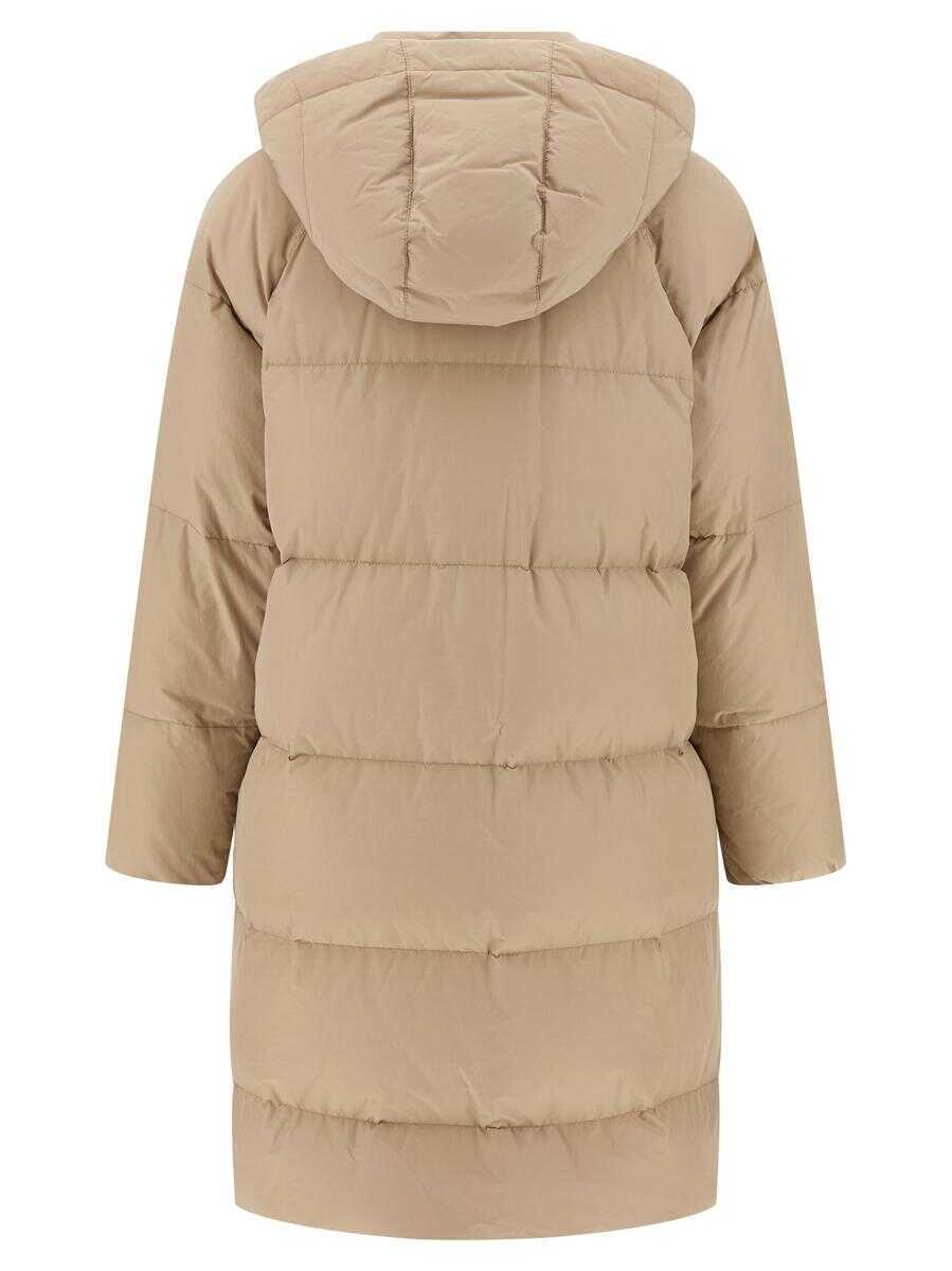 Geci de iarna Brunello Cucinelli Brunello Cucinelli Shiny Zipper Pull Down Jacket Beige Femei (BM 18929319) 2