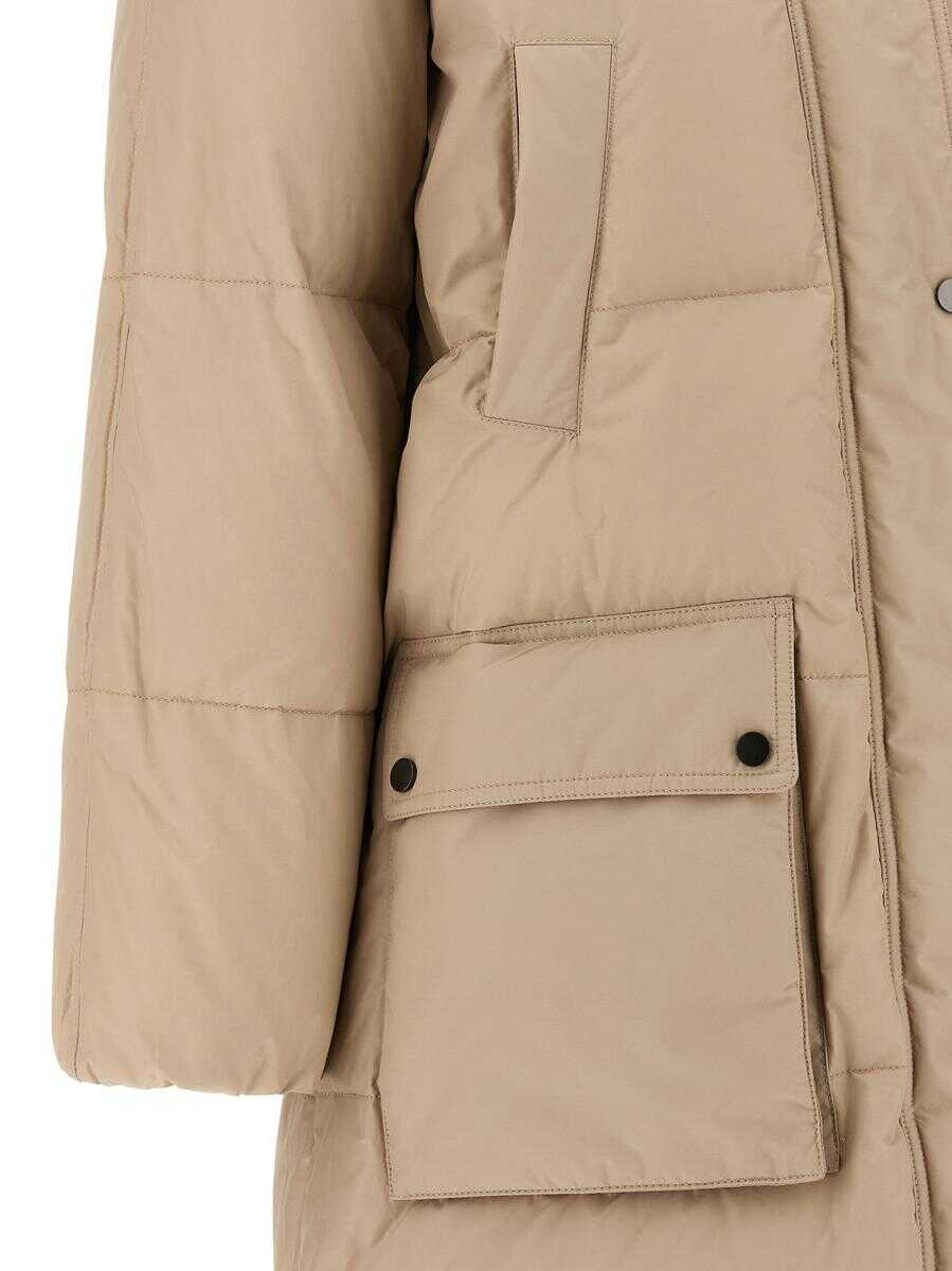 Geci de iarna Brunello Cucinelli Brunello Cucinelli Shiny Zipper Pull Down Jacket Beige Femei (BM 18929319) 4