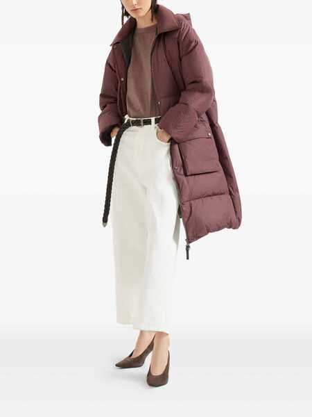 Geci Brunello Cucinelli Brunello Cucinelli Shiny Zipper Pull Down Jacket Red Femei (BM 18929322) 2