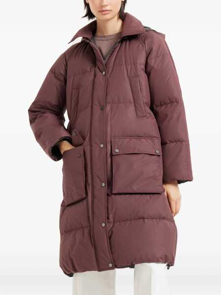 Geci Brunello Cucinelli Brunello Cucinelli Shiny Zipper Pull Down Jacket Red Femei (BM 18929322) 4