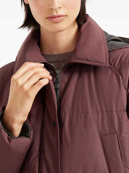 Geci Brunello Cucinelli Brunello Cucinelli Shiny Zipper Pull Down Jacket Red Femei (BM 18929322) 5