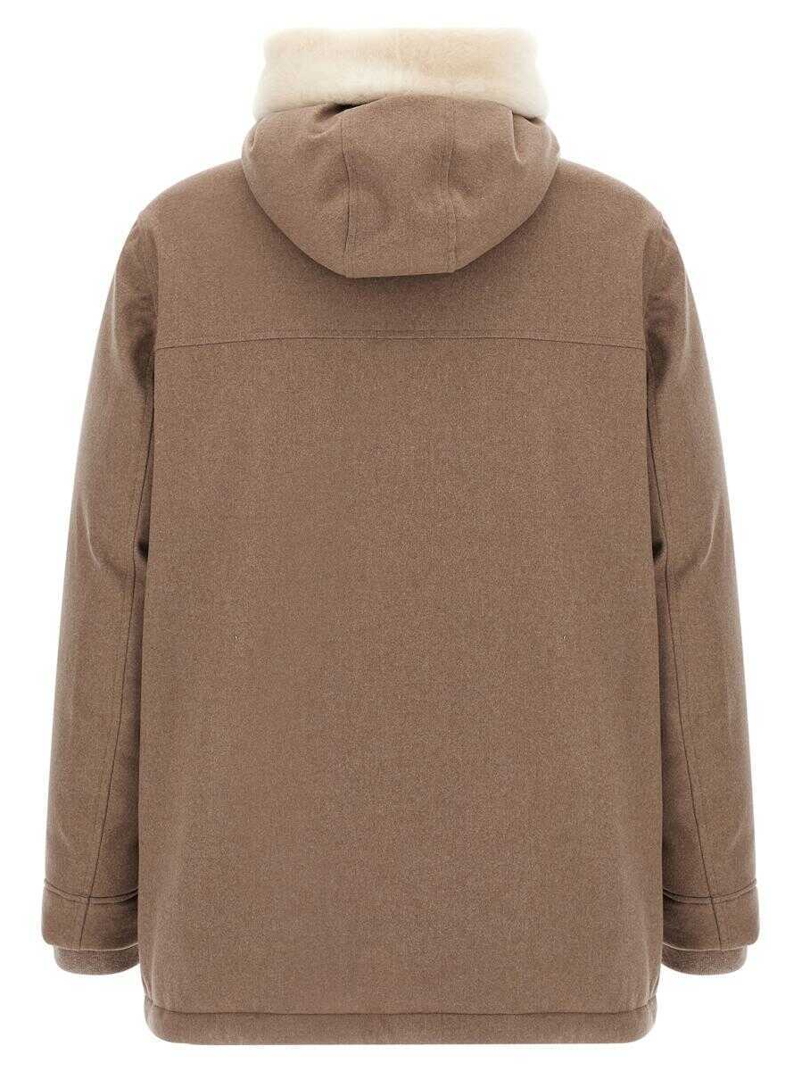 Geci de iarna Brunello Cucinelli Brunello Cucinelli Flannel Down Jacket Beige Barbati (BM 18929439) 2