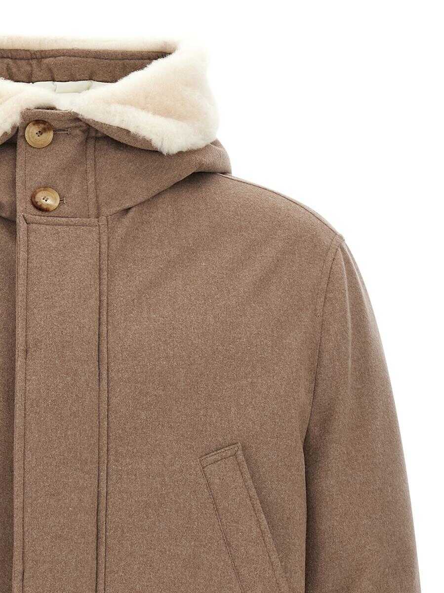 Geci de iarna Brunello Cucinelli Brunello Cucinelli Flannel Down Jacket Beige Barbati (BM 18929439) 3