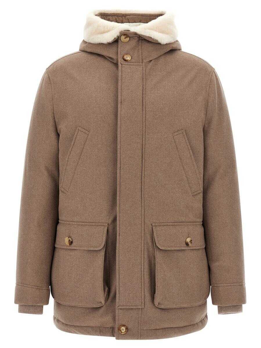 Geci de iarna Brunello Cucinelli Brunello Cucinelli Flannel Down Jacket Beige Barbati (BM 18929439) 1