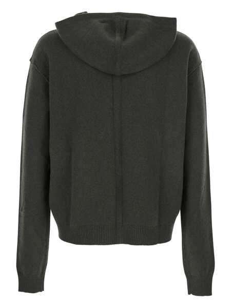 Pulovere Rick Owens Green Sweatshirt With Contrasting Drawstring Hood In Cashmere And Wool Man GREEN Barbati (BM 18929835) 2
