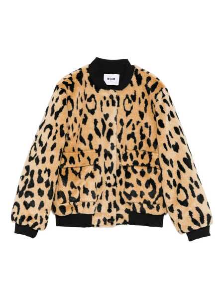 Jachete MSGM ANIMALIER FUR BOMBER GIRL Beige Fete (BM 18930303) 1