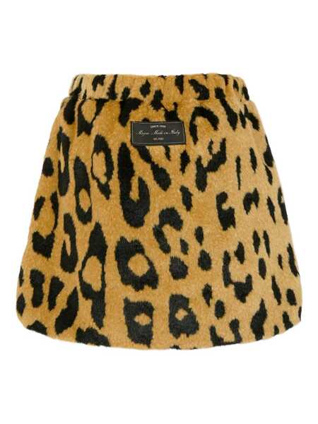 Fuste MSGM FUR ANIMALIER MINI SKIRT GIRL Beige Fete (BM 18930312) 2
