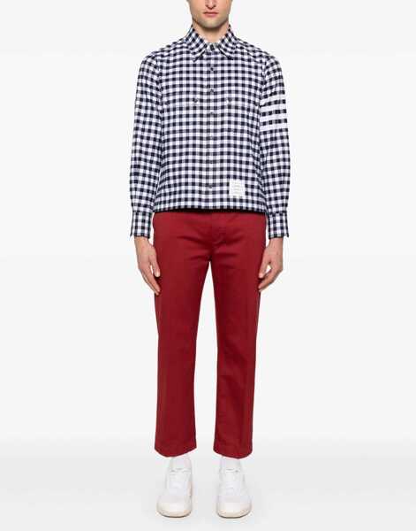 Camasi casual Thom Browne Vichy cotton flannel Shirt NAVY Barbati (BM 18930397) 2