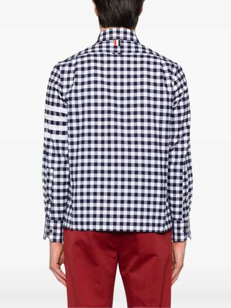Camasi casual Thom Browne Vichy cotton flannel Shirt NAVY Barbati (BM 18930397) 4