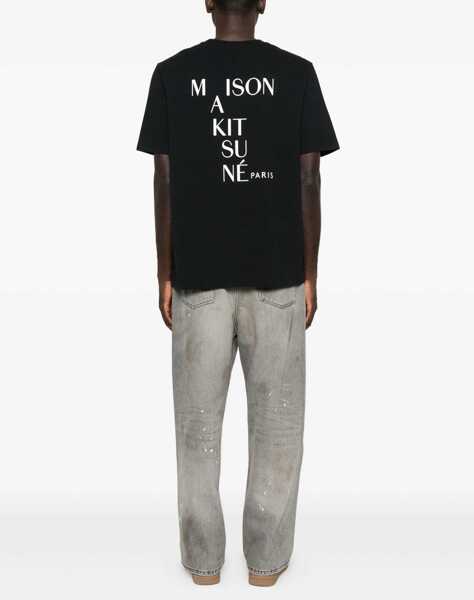 Tricouri MAISON KITSUN Cotton T-Shirt with logo patch BLACK Barbati (BM 18930445) 2