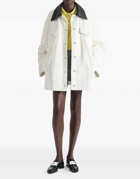 Geci Parka Givenchy Denim Jacket With Leather Collar OFF WHITE Femei (BM 18930637) 2