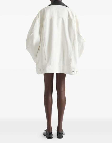 Geci Parka Givenchy Denim Jacket With Leather Collar OFF WHITE Femei (BM 18930637) 3