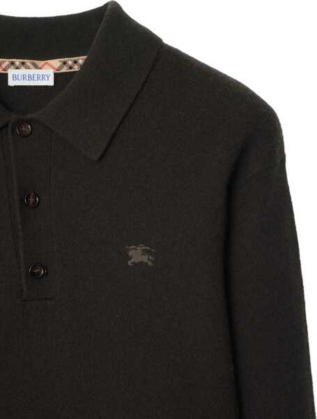 Tricouri Polo Burberry Cashmere long-sleeved polo Sweater SCORCHED BROWN Barbati (BM 18930676) 2