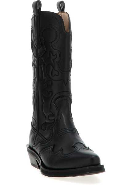 Bocanci casual Ganni Embroidered Western Boots BLACK/BLACK Femei (BM 18930715) 2