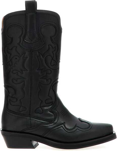 Bocanci casual Ganni Embroidered Western Boots BLACK/BLACK Femei (BM 18930715) 1