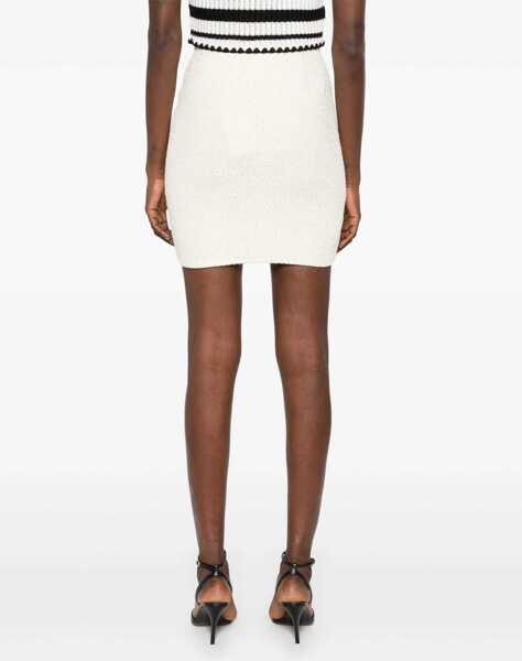 Fuste casual Self-Portrait Sequin Knit Skirt IVORY Femei (BM 18930907) 4