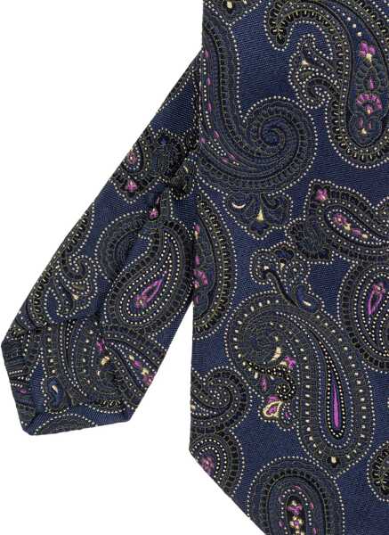 Cravate ETRO Paisley Jacquard Silk Tie BLUE Barbati (BM 18930910) 2