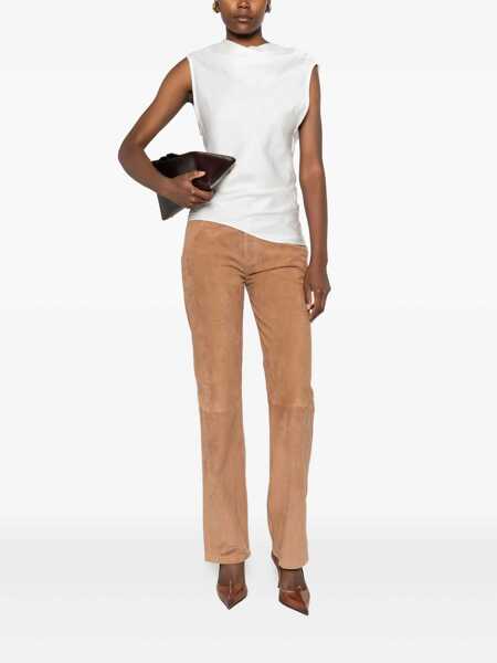 Pantaloni casual ARMA Michela Beige Trousers With Belt Loop In Suede Woman Beige Femei (BM 18931458) 2