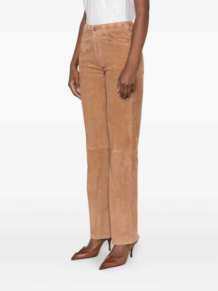 Pantaloni casual ARMA Michela Beige Trousers With Belt Loop In Suede Woman Beige Femei (BM 18931458) 3