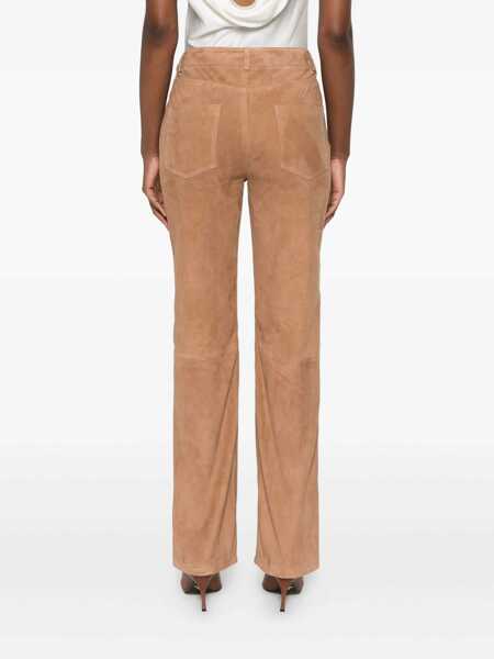 Pantaloni casual ARMA Michela Beige Trousers With Belt Loop In Suede Woman Beige Femei (BM 18931458) 4