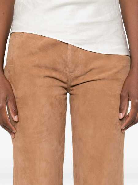 Pantaloni casual ARMA Michela Beige Trousers With Belt Loop In Suede Woman Beige Femei (BM 18931458) 5