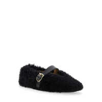 Balerini Black Ballerinas With Shearling Design And Buckle In Leather Woman Femei
