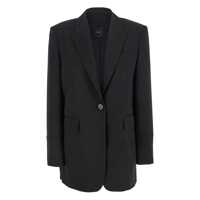Geci 'Kamut' Black Single-Breasted Jacket With Peak Revers In Viscose Blend Stretch Woman Femei
