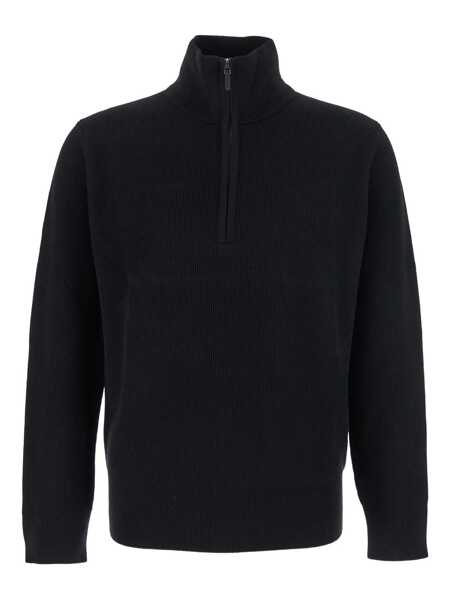 Pulovere Kangra Black Sweater With High Neck And Half Zip Closure On The Front In Wool Man Black Barbati (BM 18933252) 1