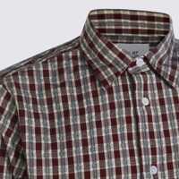 Camasi NN.07 pentru Barbati - Camasi NN.07 Nn.07 Red Cotton Shirt WINE CHECK Barbati (BM 18934026) - B-mall.ro