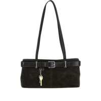 Genti de umar Brown Shoulder Bag With Belt Detail And Pendant Keys In Suede Woman Femei