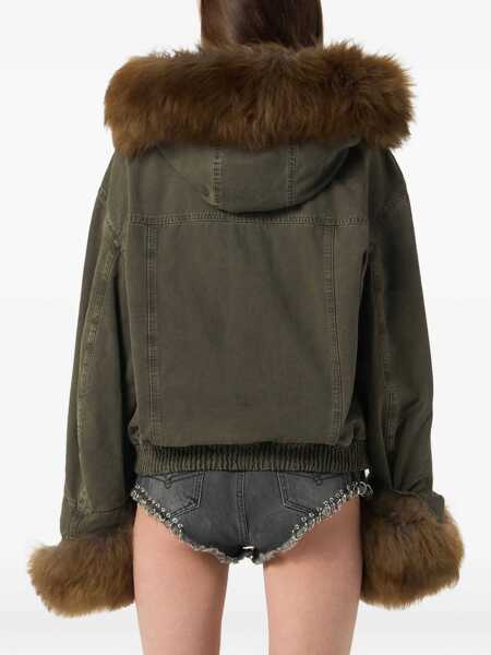 Geci Blumarine Green Jacket With Removable Fur Details In Cotton Woman GREEN Femei (BM 18934419) 5