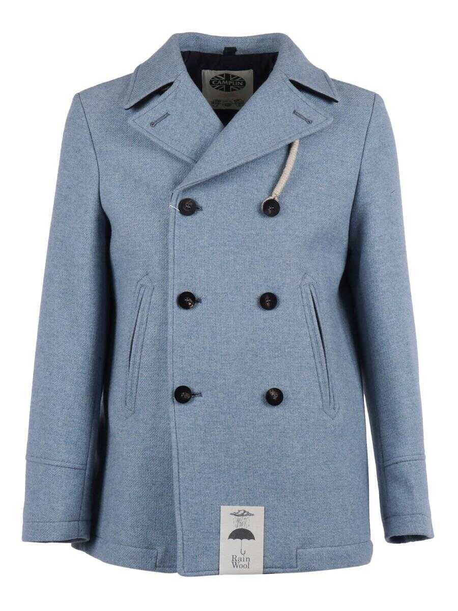 Paltoane CAMPLIN Camplin Double-Breasted Coat BLUE Barbati (BM 18934893) 1