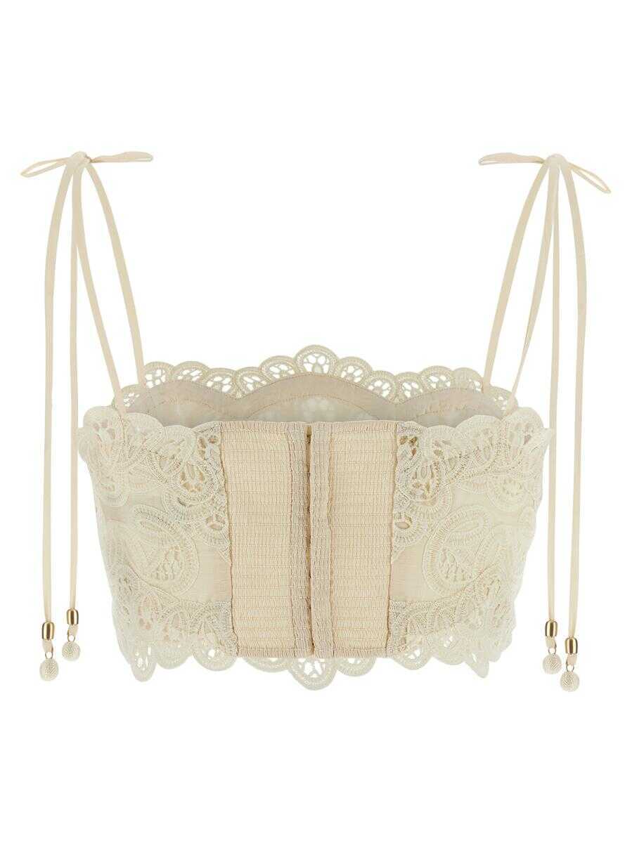 Topuri ZIMMERMANN Zimmermann Rhiannon Top Beige Femei (BM 18935307) 2