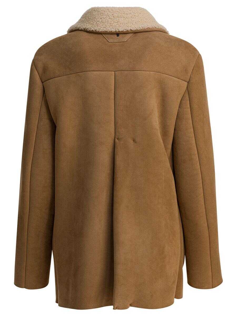 Geci Salvatore Santoro Salvatore Santoro Balzer Shearling Suede Leather Jacket Beige Femei (BM 18935586) 2