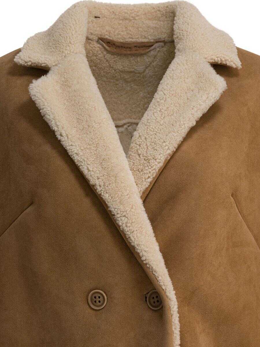 Geci Salvatore Santoro Salvatore Santoro Balzer Shearling Suede Leather Jacket Beige Femei (BM 18935586) 3