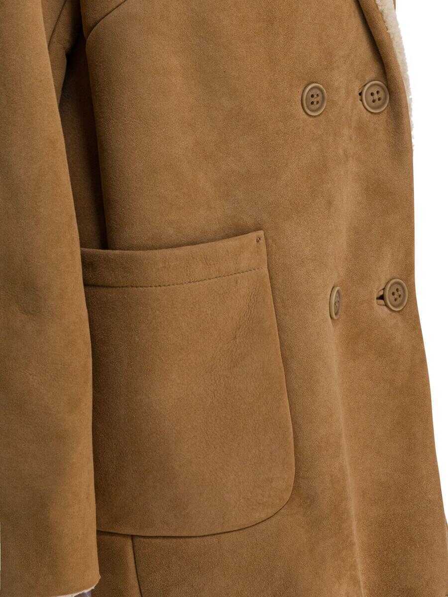 Geci Salvatore Santoro Salvatore Santoro Balzer Shearling Suede Leather Jacket Beige Femei (BM 18935586) 4