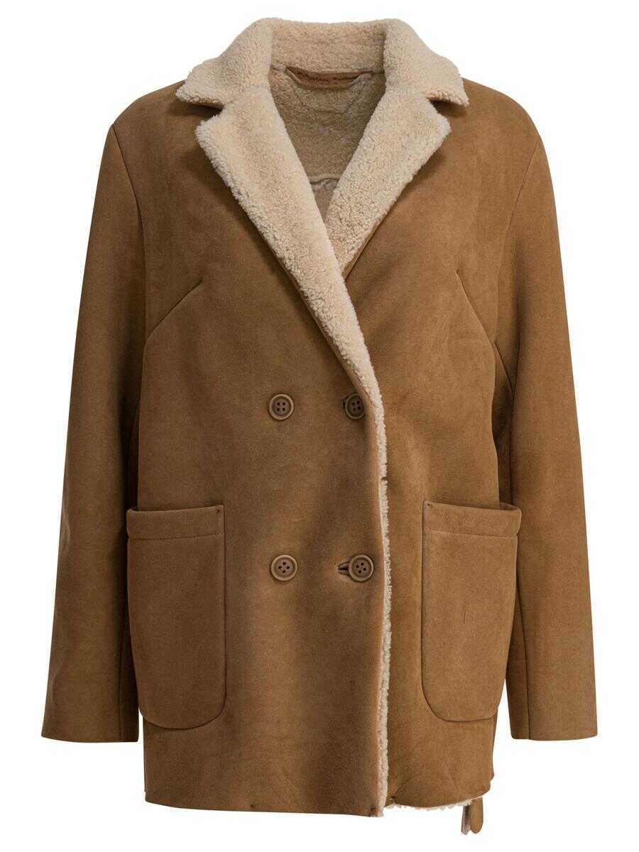 Geci Salvatore Santoro Salvatore Santoro Balzer Shearling Suede Leather Jacket Beige Femei (BM 18935586) 1