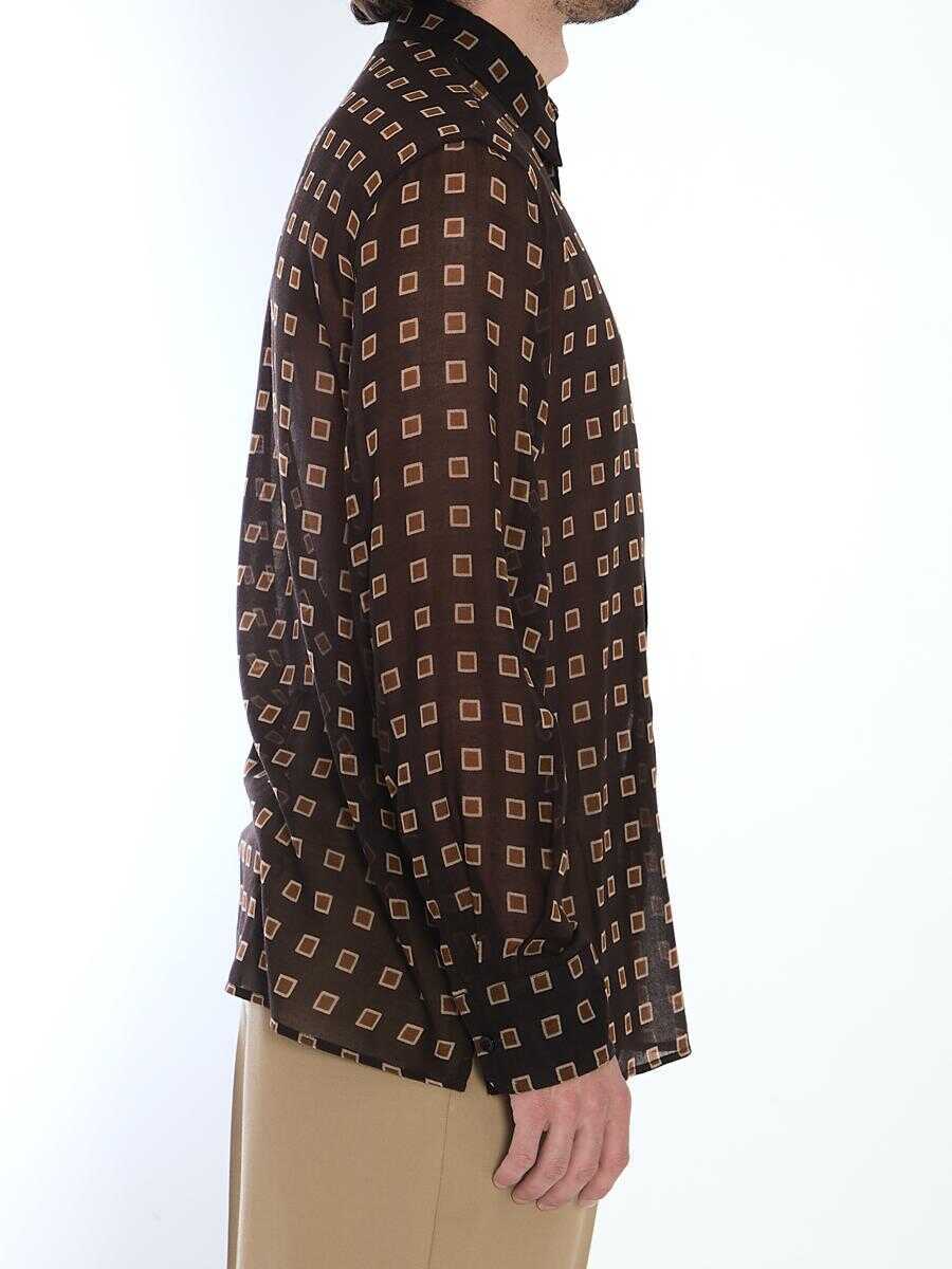 Camasi Saint Laurent Shirt With Geometric Pattern BROWN Barbati (BM 18935745) 3