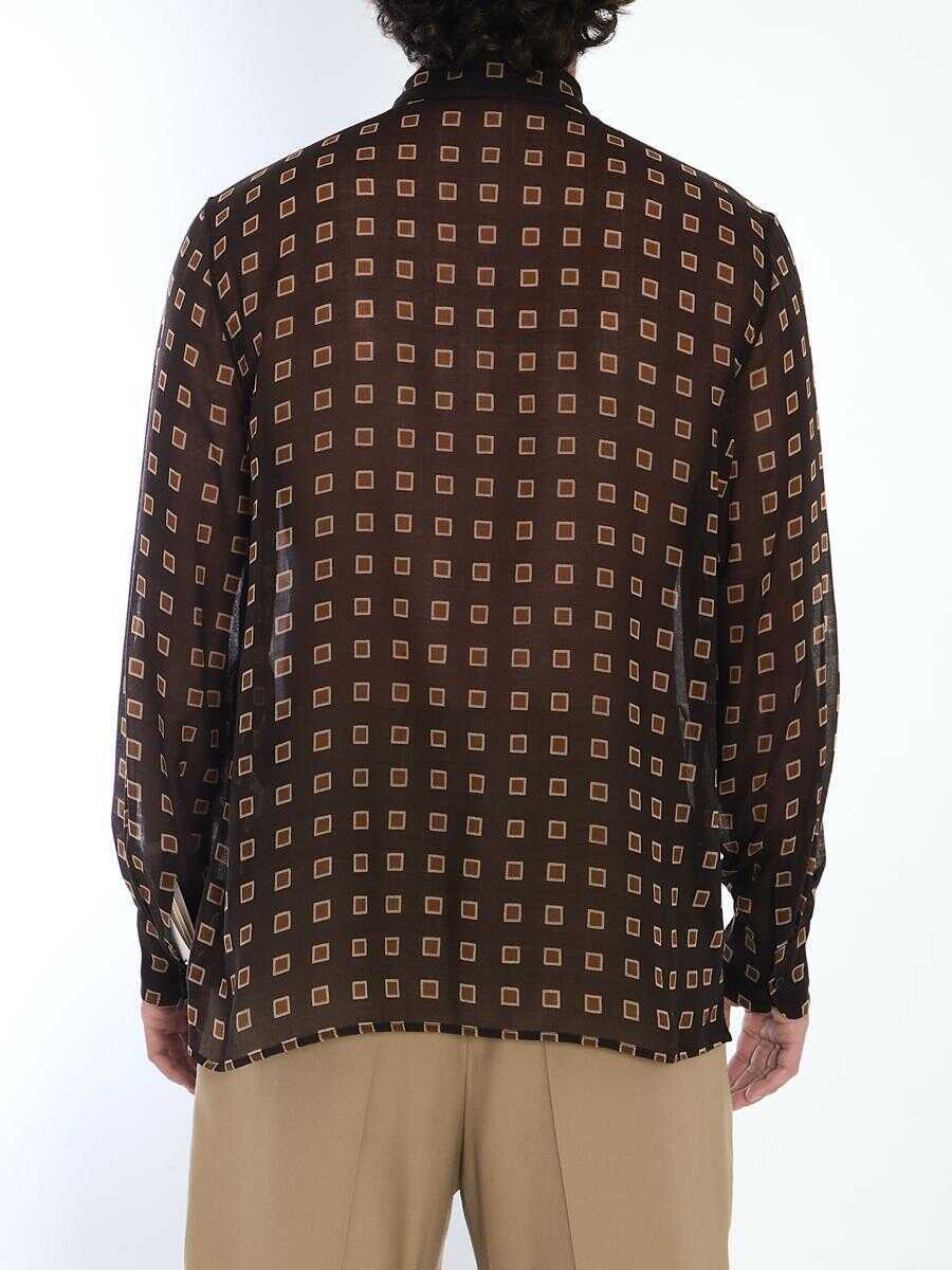 Camasi Saint Laurent Shirt With Geometric Pattern BROWN Barbati (BM 18935745) 4