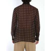 Camasi Saint Laurent pentru Barbati - Camasi Saint Laurent Shirt With Geometric Pattern BROWN Barbati (BM 18935745) - B-mall.ro