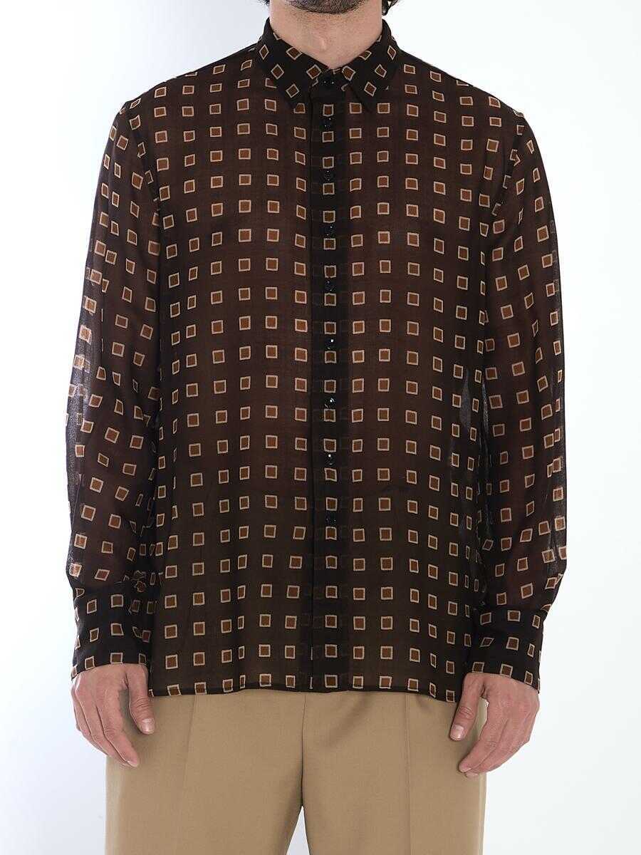 Camasi Saint Laurent Shirt With Geometric Pattern BROWN Barbati (BM 18935745) 1