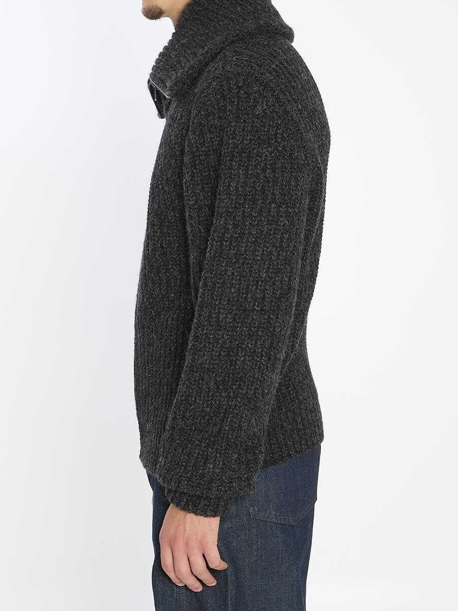 Cardigane LEMAIRE Zipped Cardigan Yak Alpaca Black Barbati (BM 18935829) 3