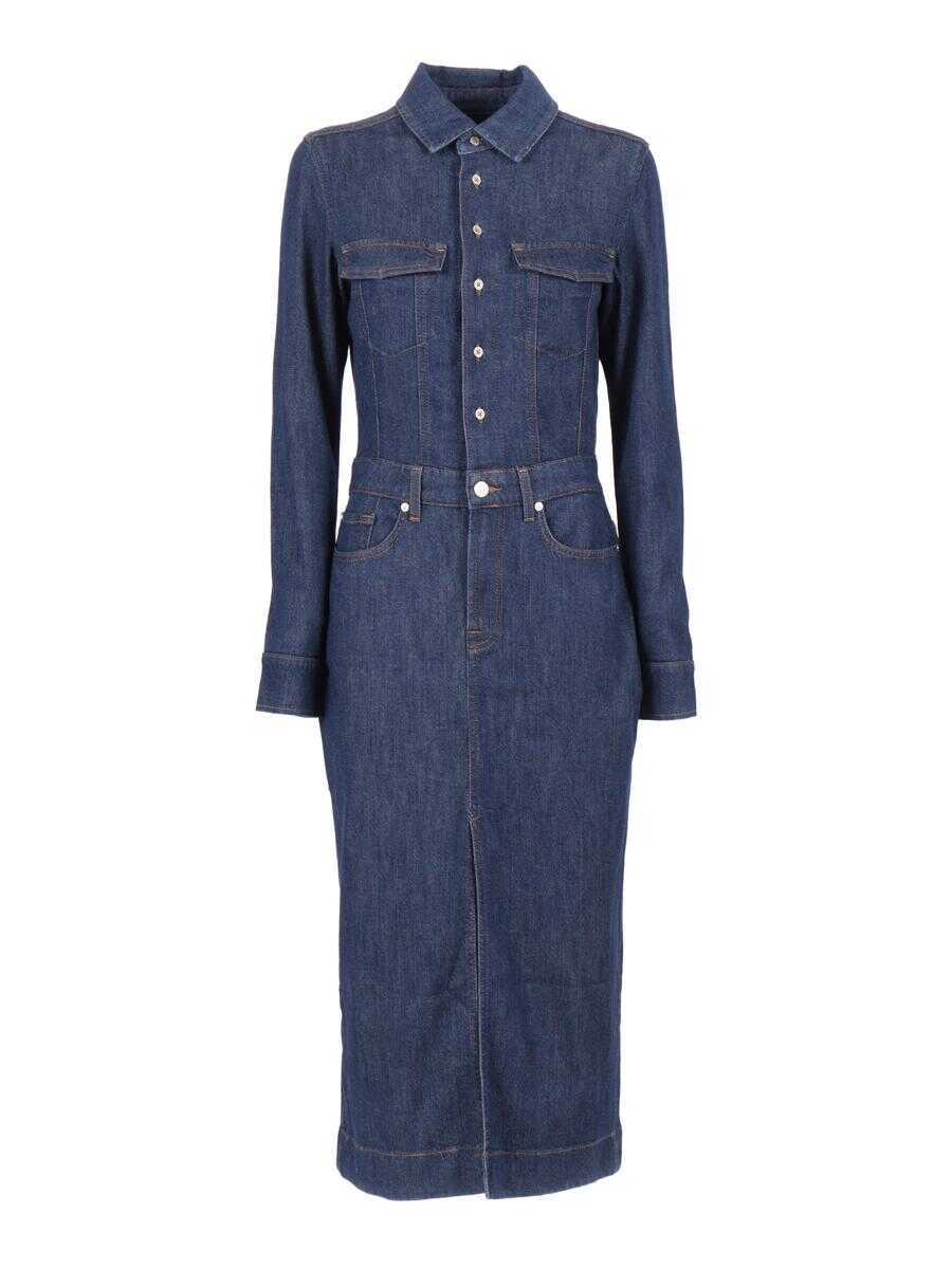 Rochii 7 For All Mankind 7 For All Mankind Long Dress BLUE Femei (BM 18936588) 1